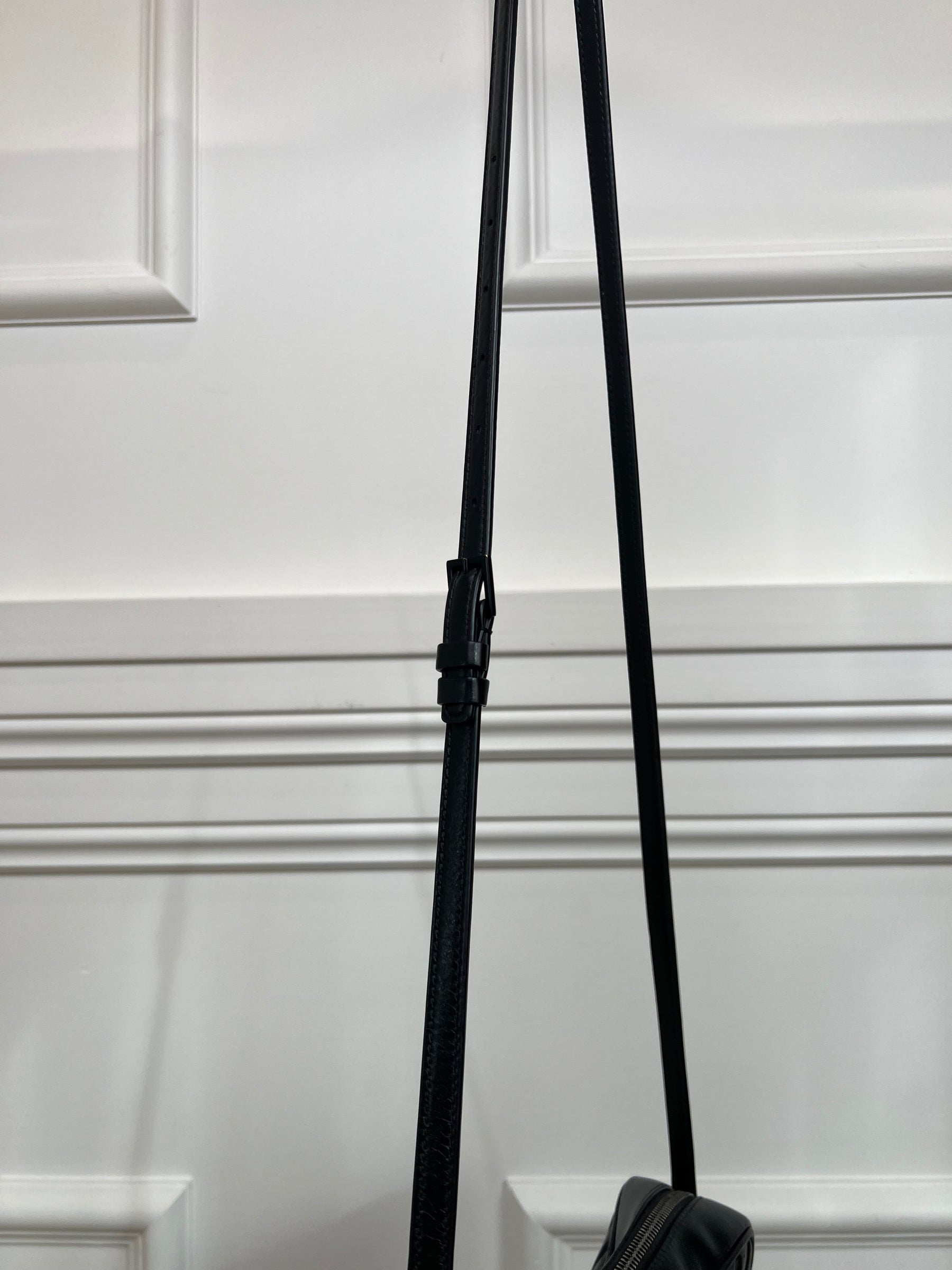 Saint Laurent Black Leather Chevron Quilted Lou Camera Bag