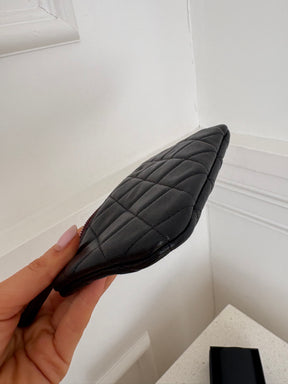 Chanel Black Lambskin Leather Mini Zipped Pouch