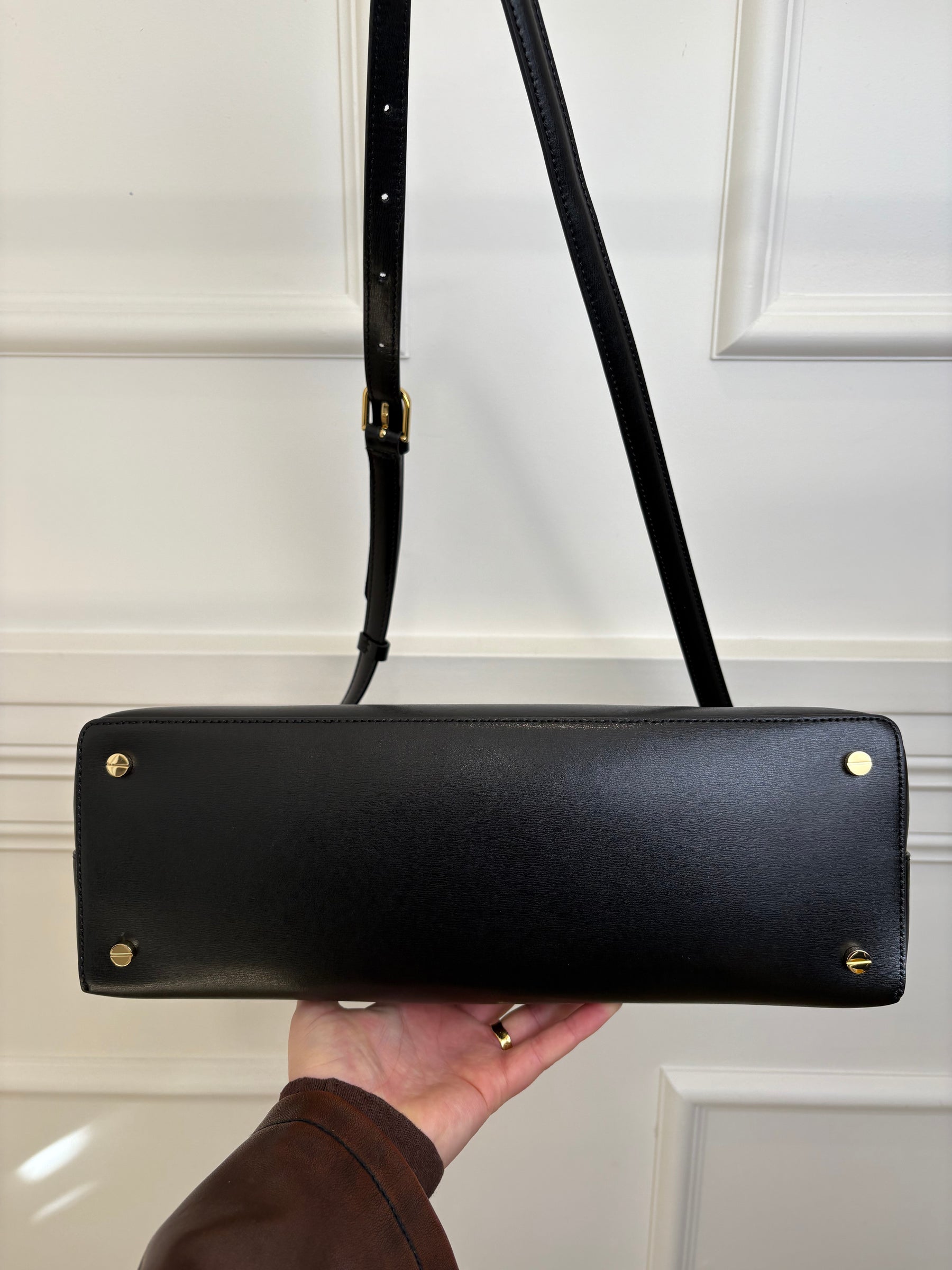 Totême Black Leather T Lock Shoulder Bag