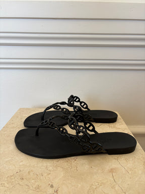 Hermès Black Rubber Island Sandals, 37