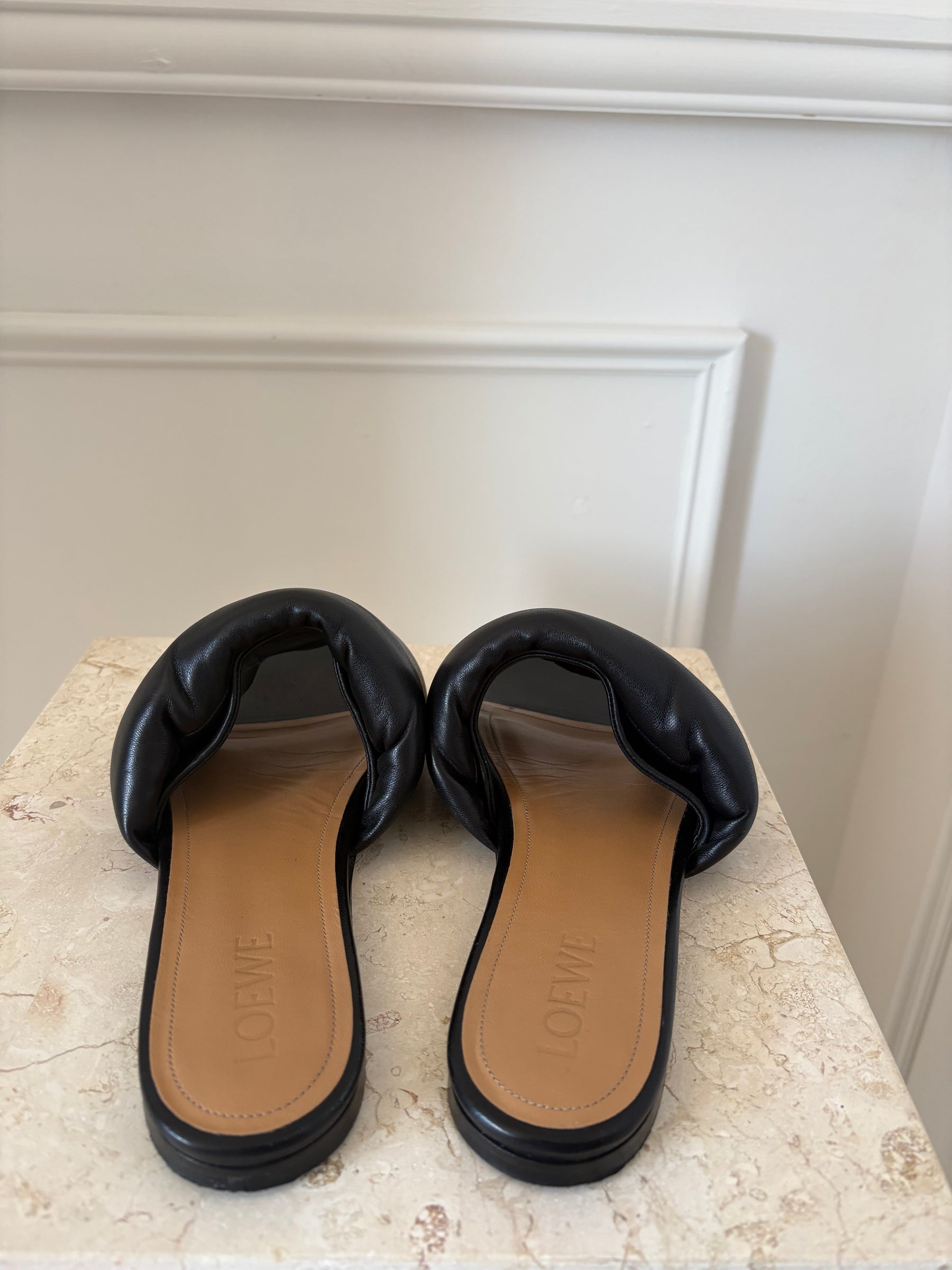 Loewe Anagram Padded Slides Black, 39
