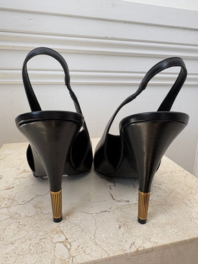 Khaite Bella Leather Slingback Pumps Black, 41