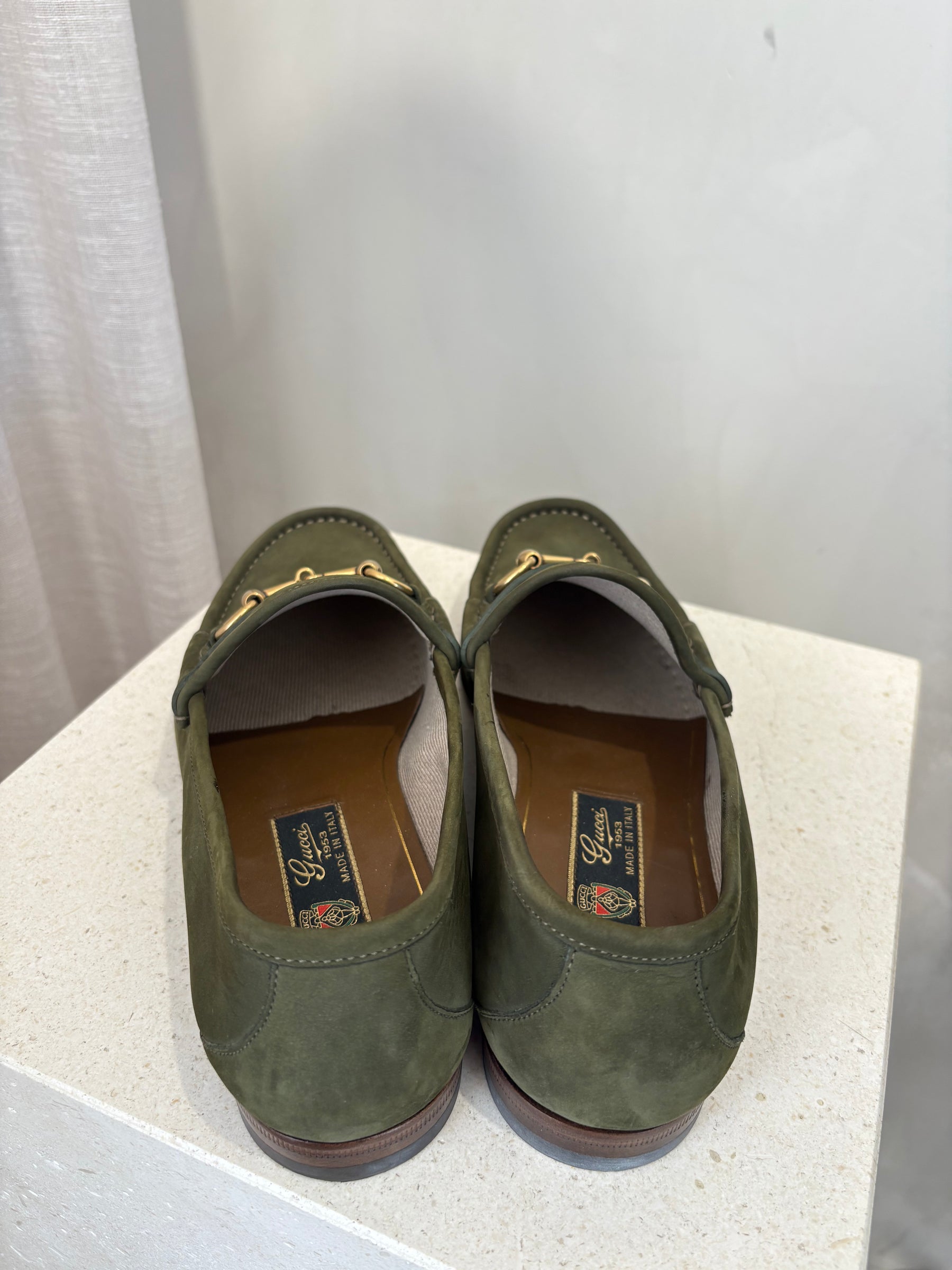 Gucci Green Suede Horsebit 1953 loafer, 41