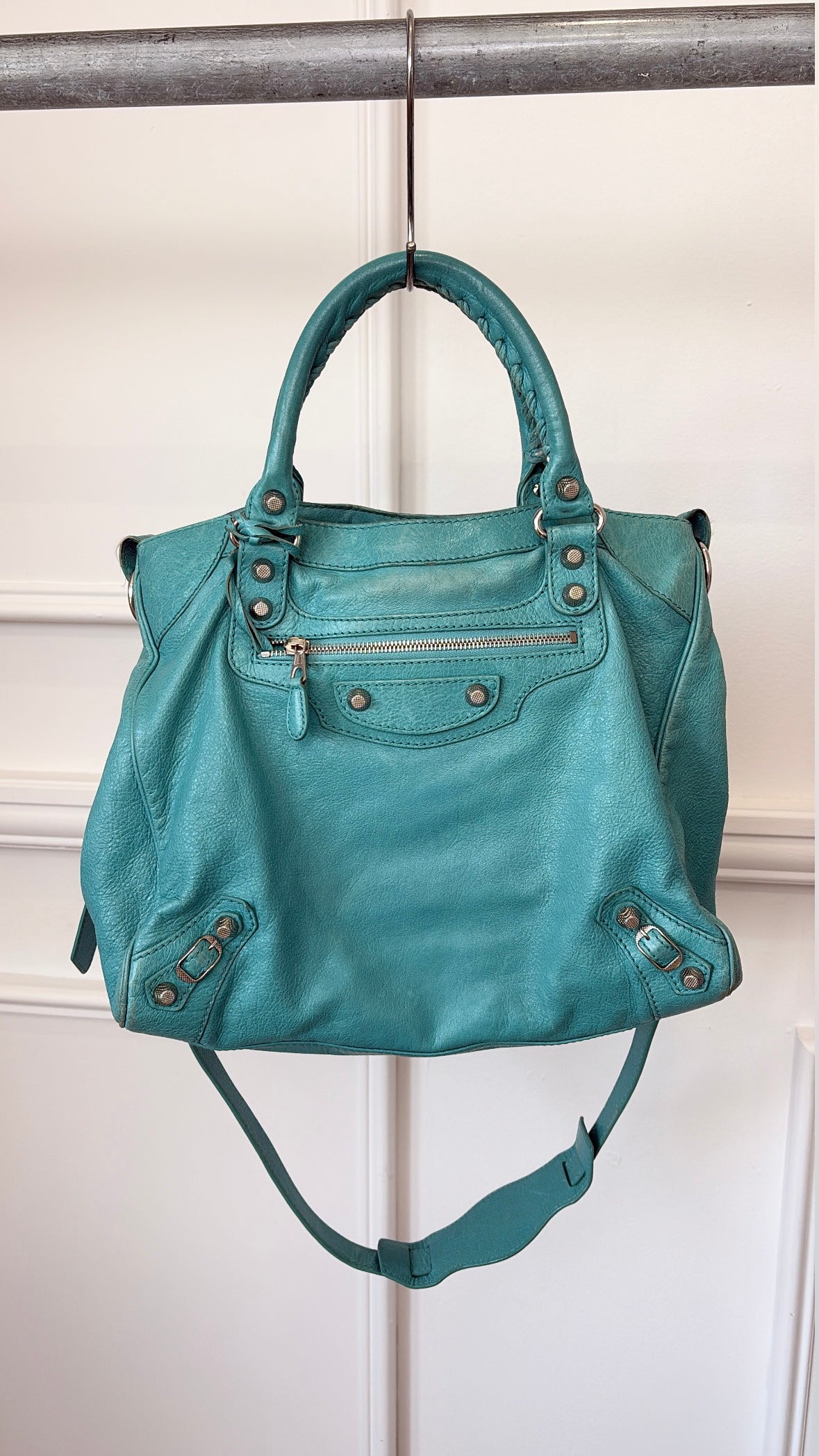 Balenciaga Turquoise Leather City Bag