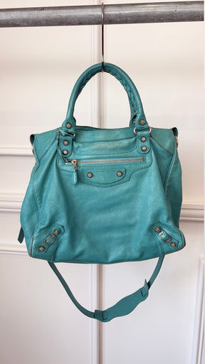 Balenciaga Turquoise Leather City Bag