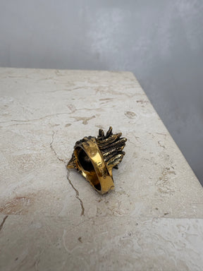 Gucci Gold Tone Eagle Head Ring, 16