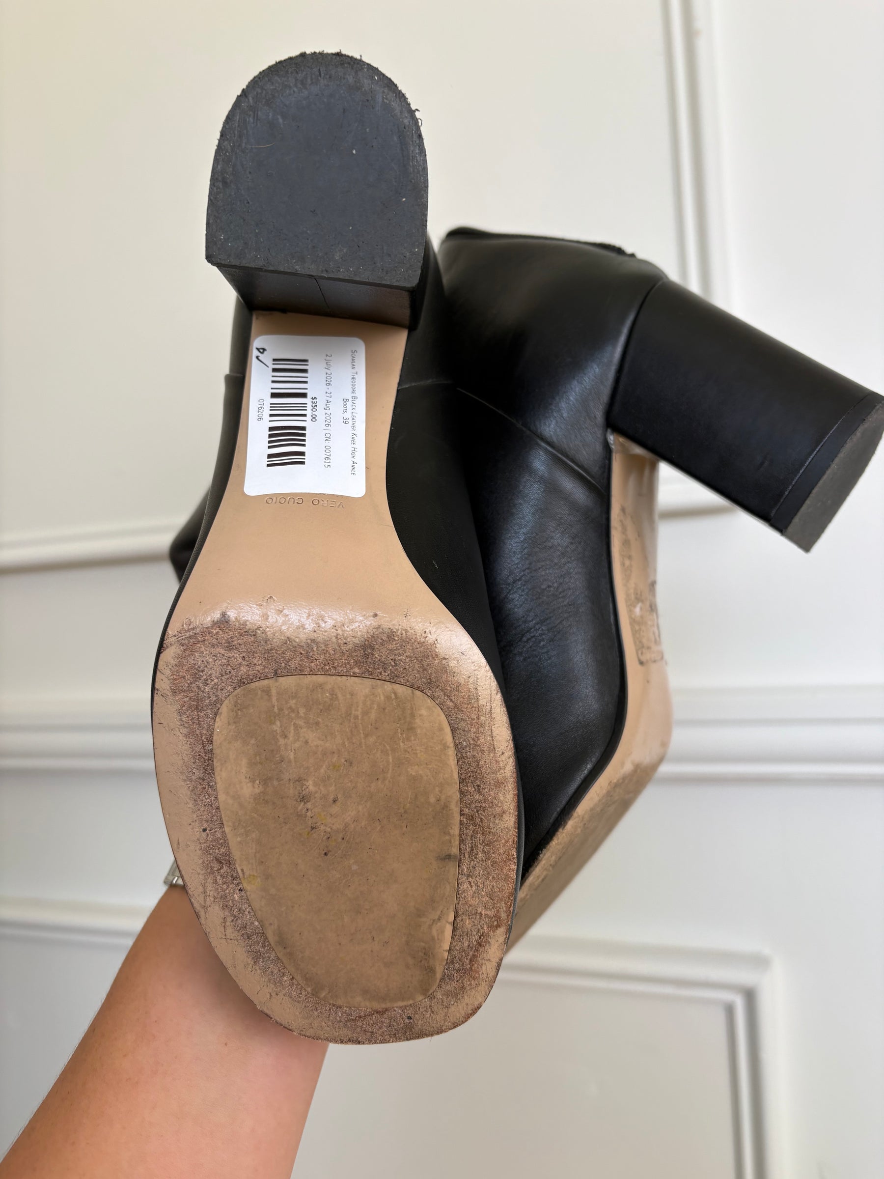 Scanlan Theodore Black Leather Knee High Ankle Boots, 39