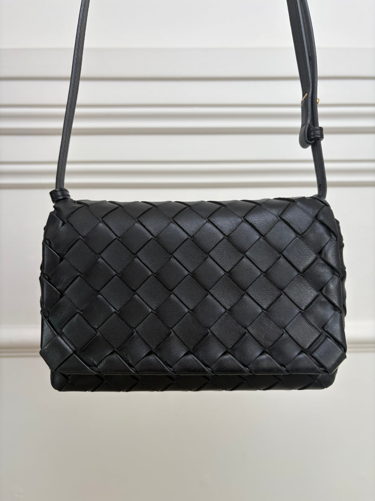 Bottega Veneta Black Intrecciato Mini Flap Bag