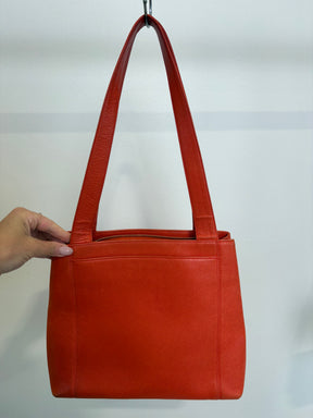Chanel Orange Caviar Leather Logo Shopper Tote