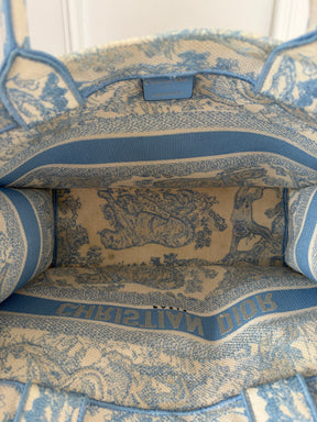 Dior Blue and Cream Toile De Jouy Small Book Tote