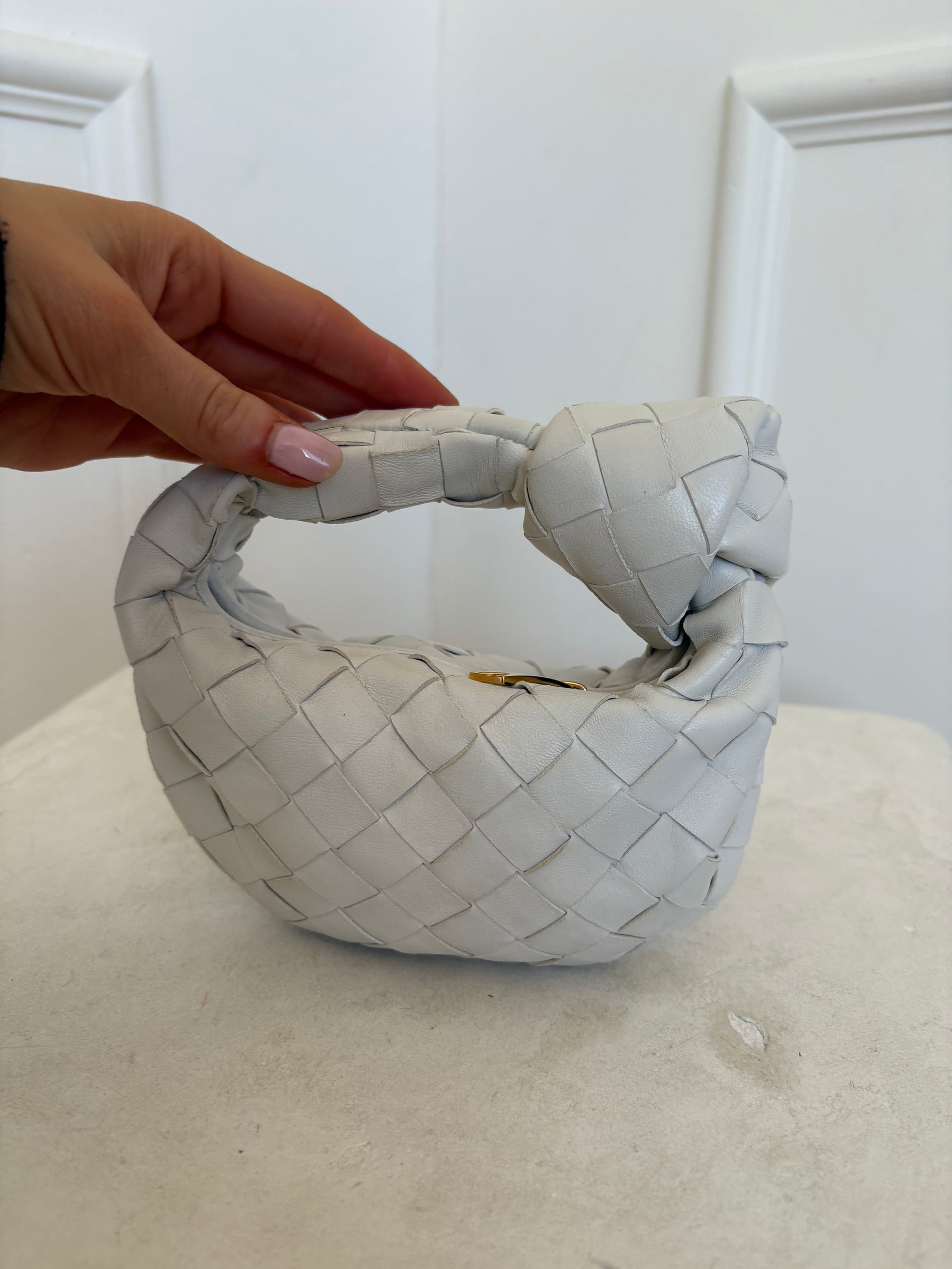 Bottega Veneta White Intrecciato Leather Candy Jodie Bag, Very Good