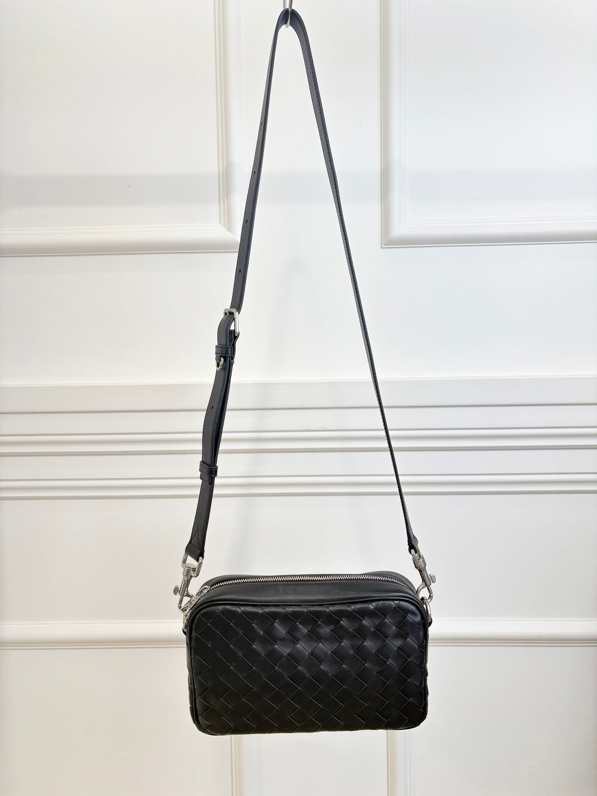 Bottega Veneta Black Intrecciato Leather Camera Bag