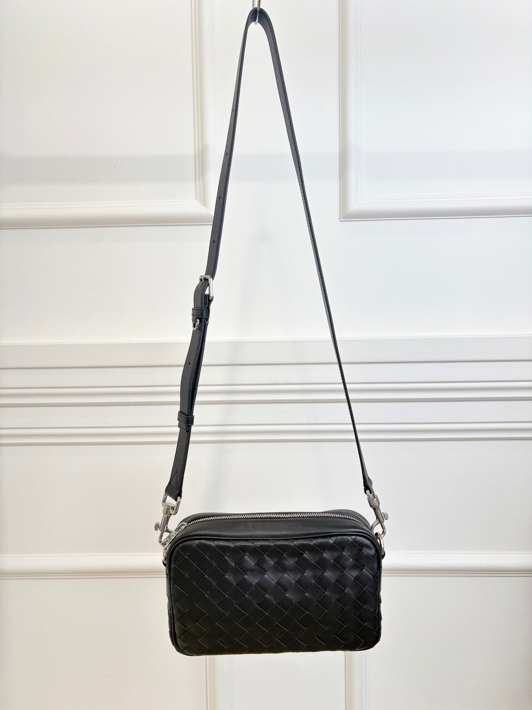 Bottega Veneta Black Intrecciato Leather Camera Bag