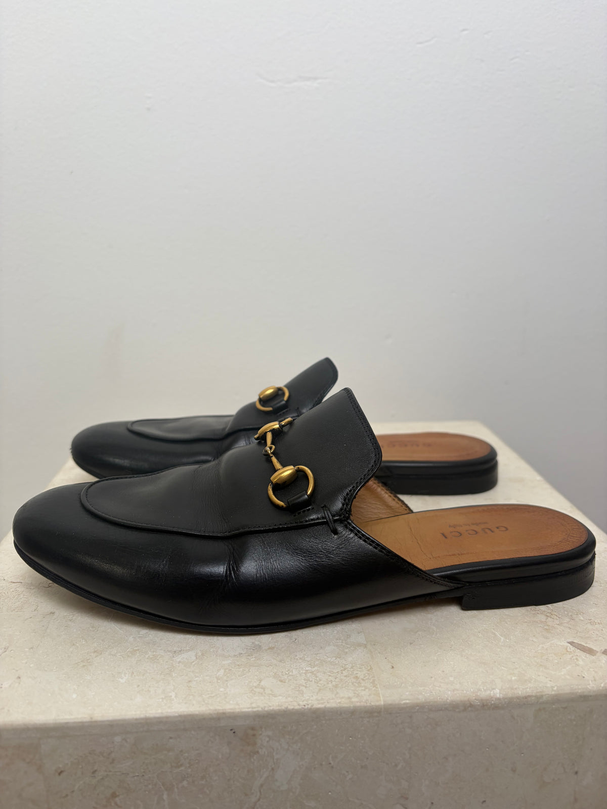 Gucci Horsebit Slides In Black Leather, 36.5