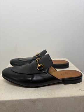 Gucci Horsebit Slides In Black Leather, 36.5