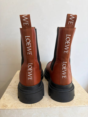 LOEWE Blaze Tan Leather chelsea Boots, 39