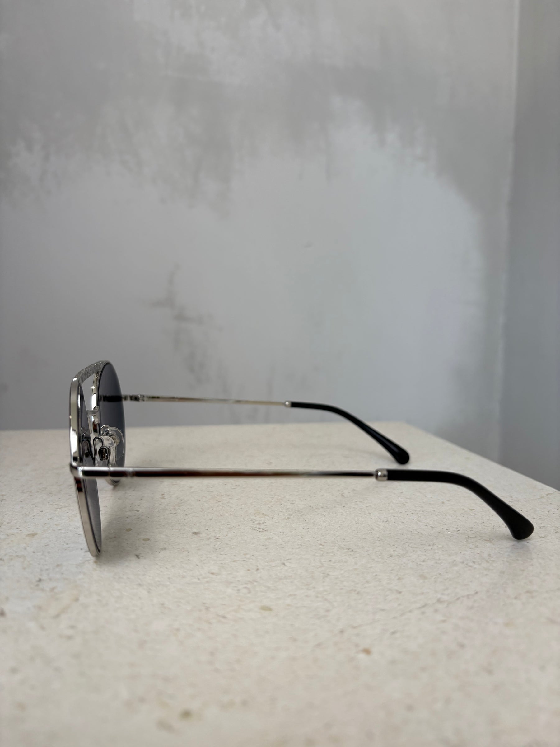 Chanel Silver Mirrored Round Aviator Sunglasses