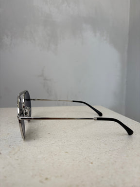 Chanel Silver Mirrored Round Aviator Sunglasses