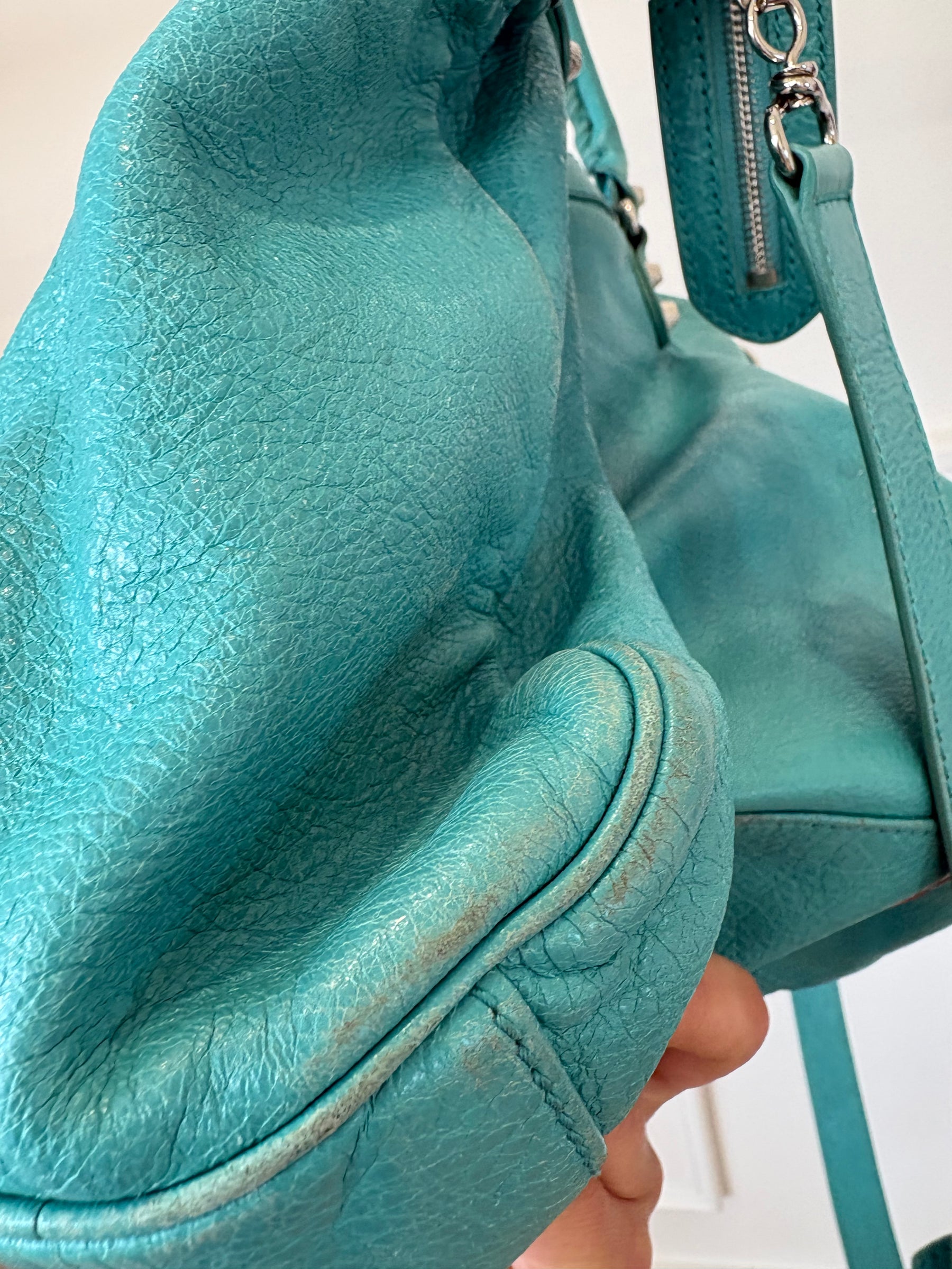 Balenciaga Turquoise Leather City Bag