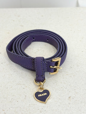 Prada Purple Saffiano Leather Heart Charm Belt, 85
