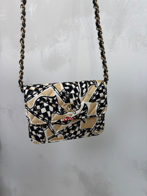 Chanel Beige and Black Flag Print Mini Bag