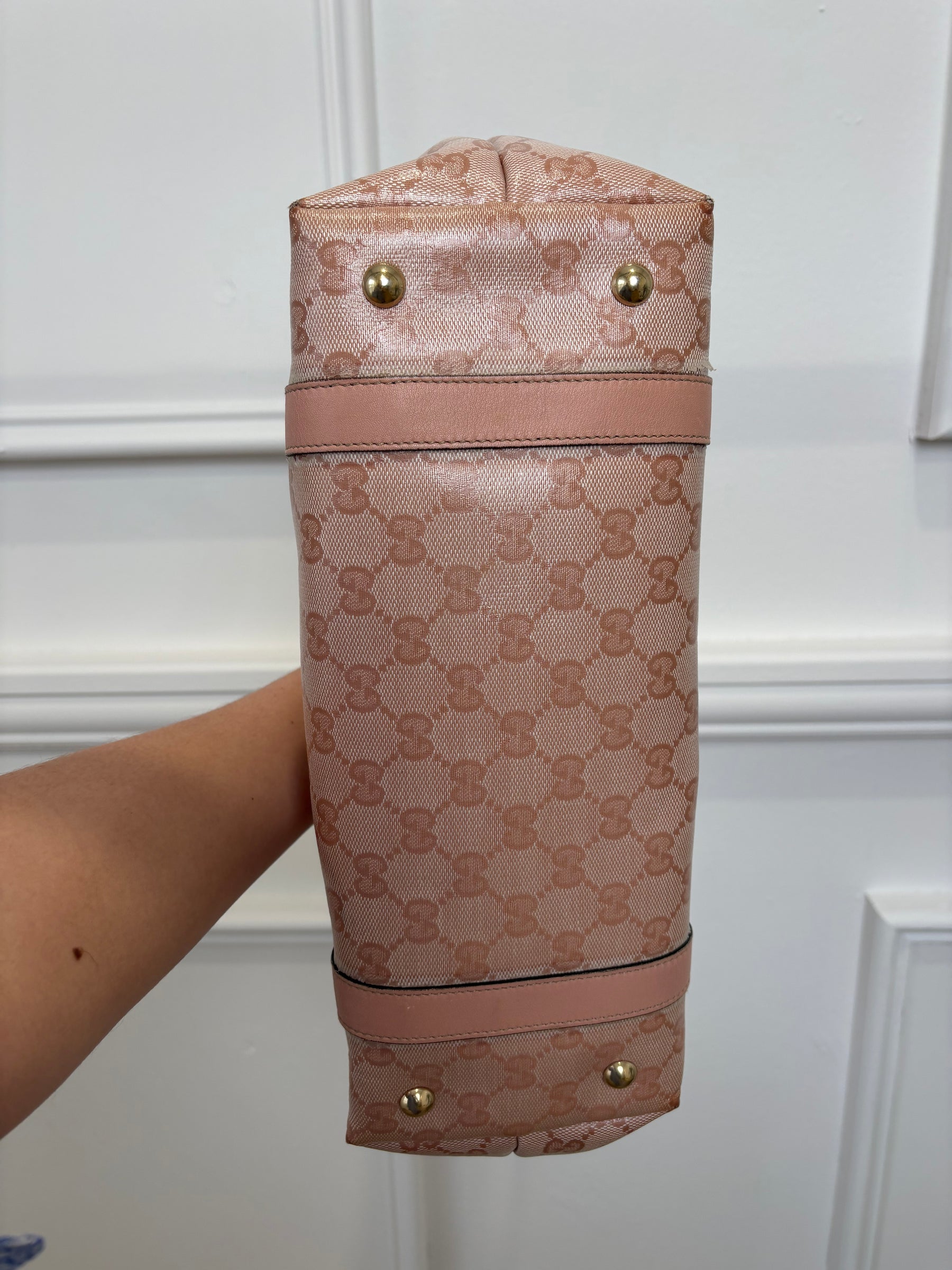 Gucci Pink Coated Canvas Monogram Medium Abbey Tote