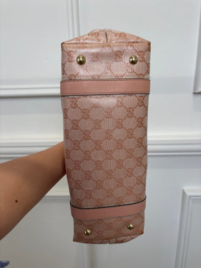 Gucci Pink Coated Canvas Monogram Medium Abbey Tote