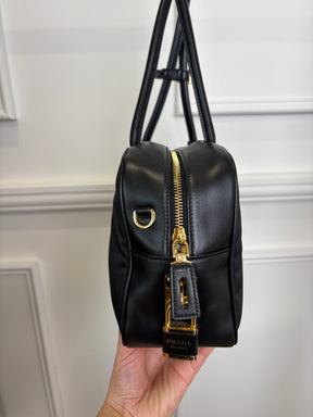 PRADA Nylon Leather Shoulder Bag, M