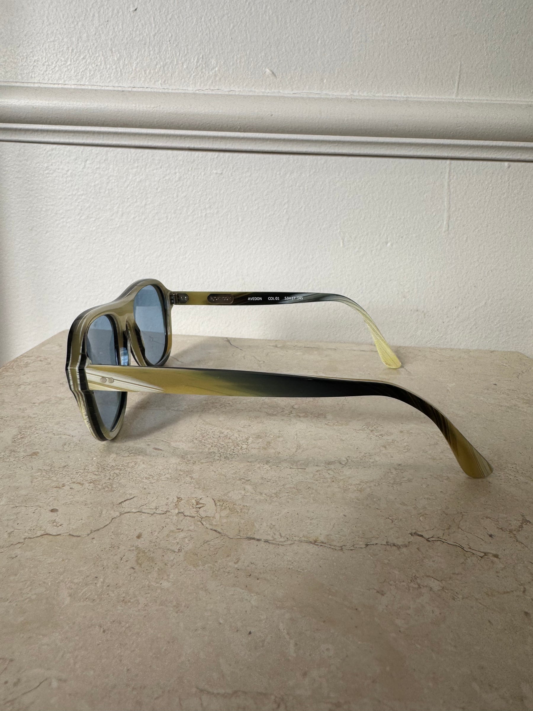 P Johnson Yellow Marbled Aviator Sunglasses