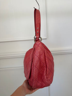 Chanel Crinkled Leather On The Road Flap Bag In Coral