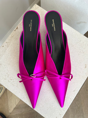 Balenciaga Pink Satin Knife Back Mules, 39