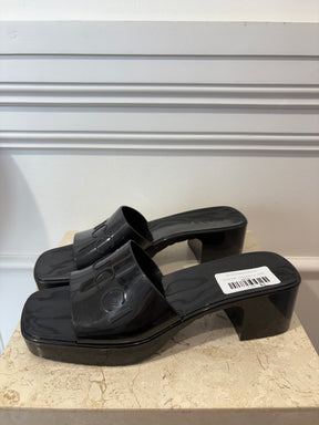 Gucci Black Rubber logo Mules, 41