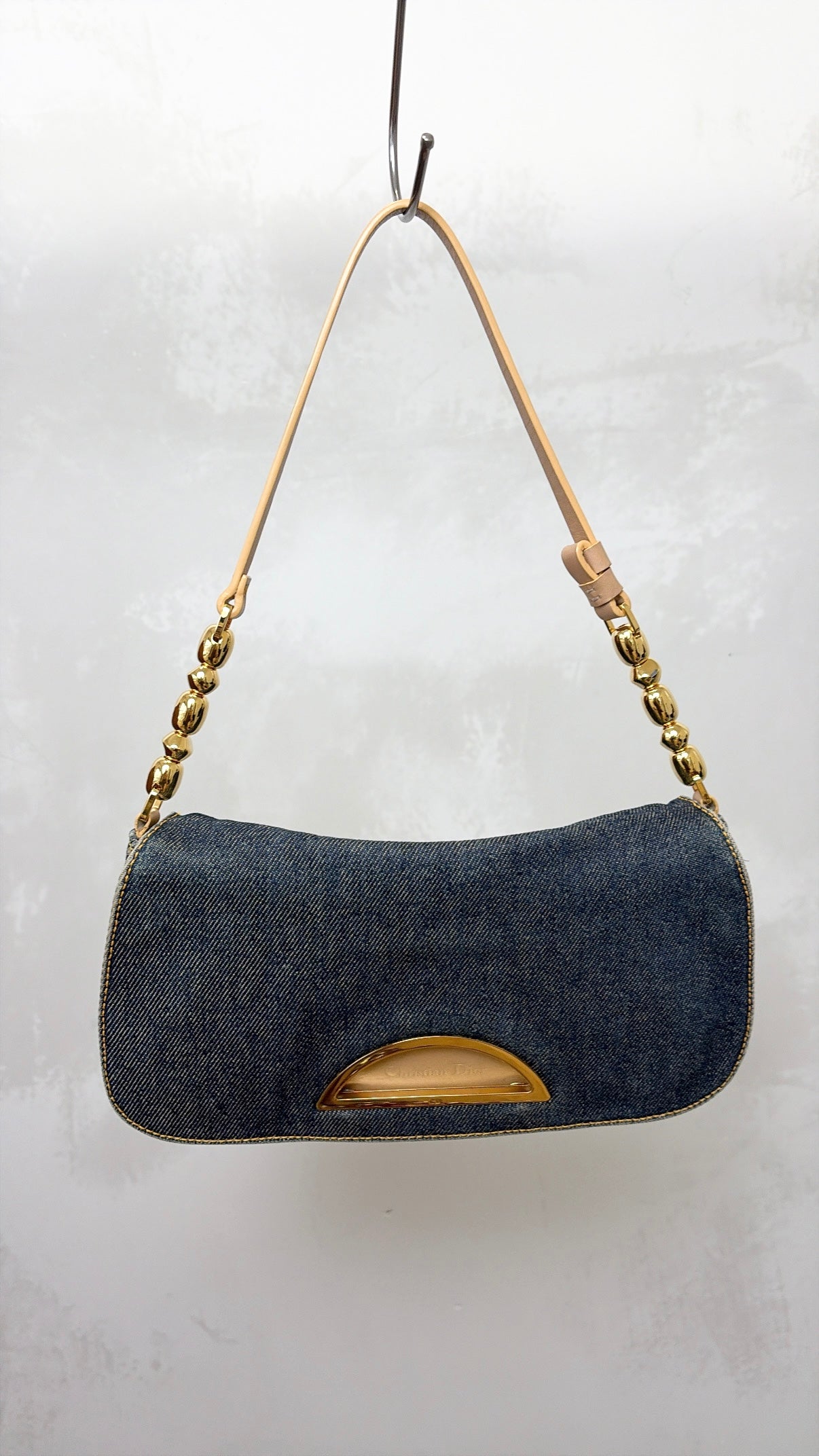 Dior Blue Denim Malice Pearl Shoulder Bag