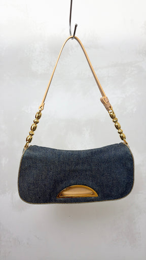 Dior Blue Denim Malice Pearl Shoulder Bag