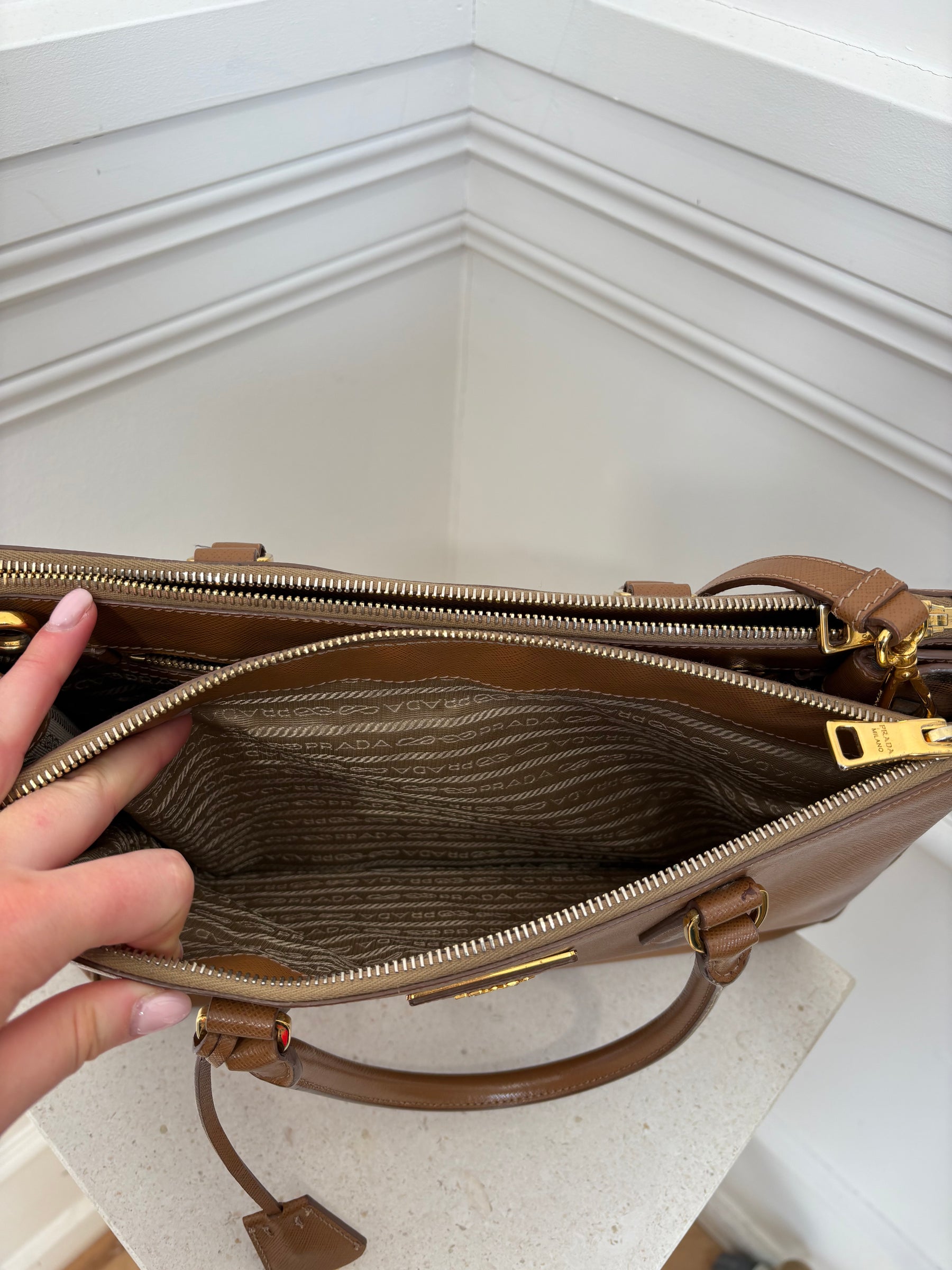 Prada Tan Saffiano Leather Galleria Tote