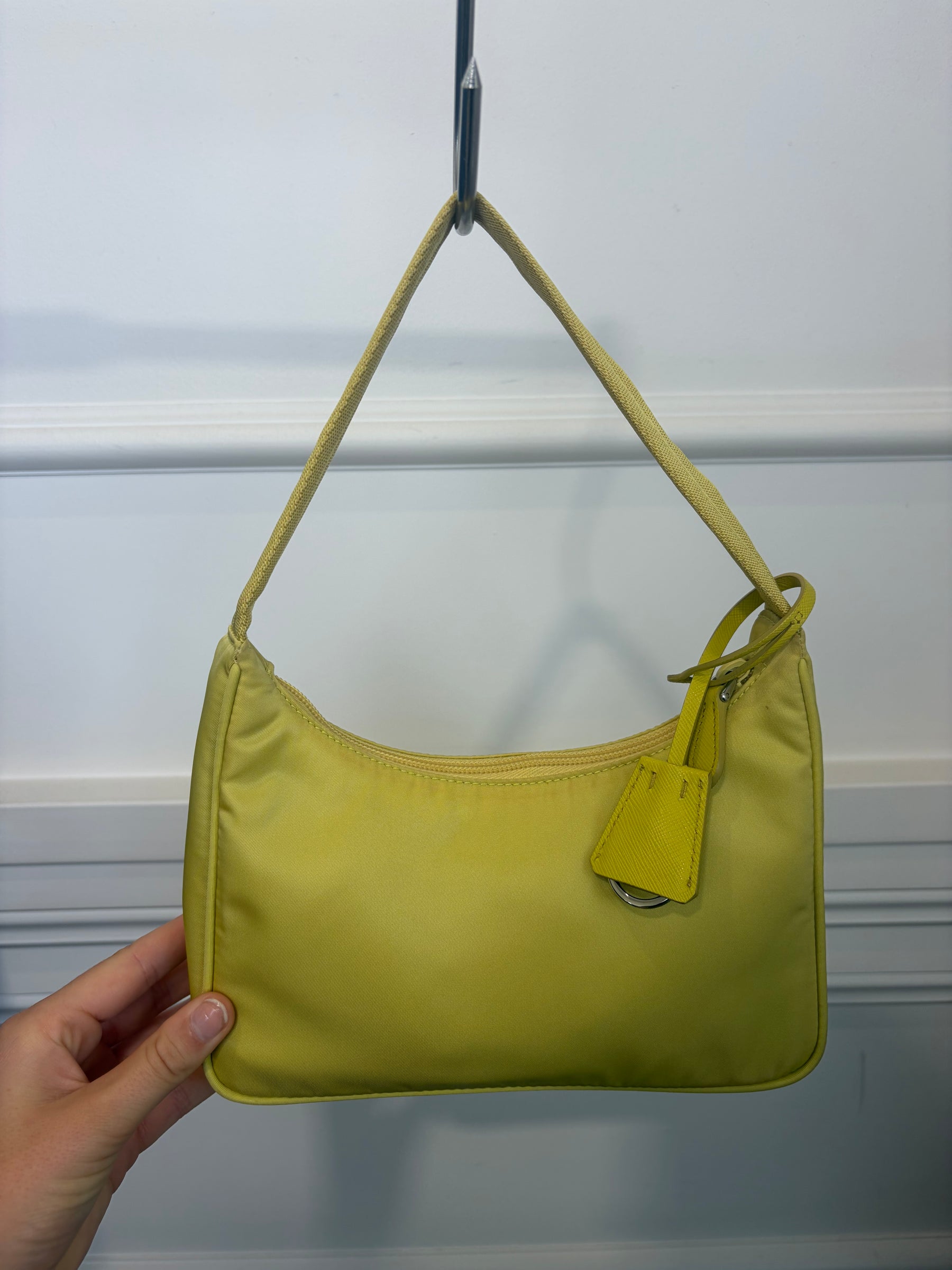 Prada Yellow Nylon Reissue Shoulder Bag