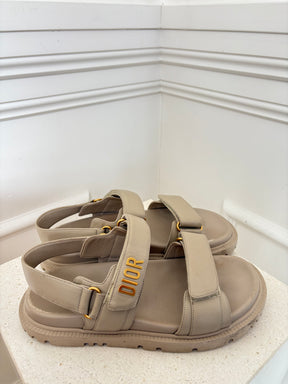 Dior Taupe Leather Dioract Sandal, 39