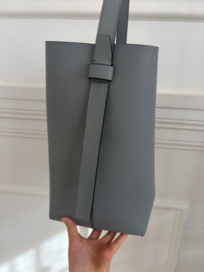 Oroton Grey Leather Bucket Bag with Internal Pouch