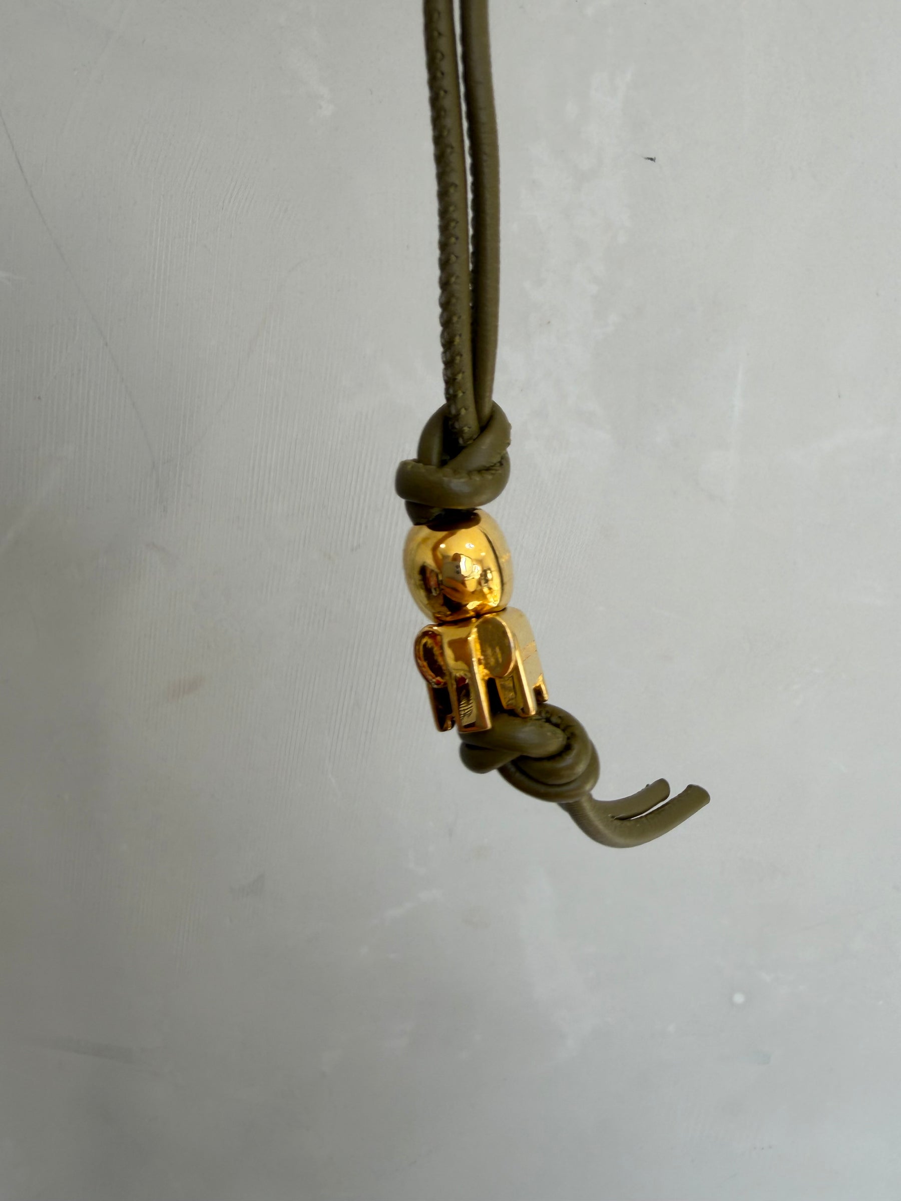 Loewe Khaki Leather Dice Charm