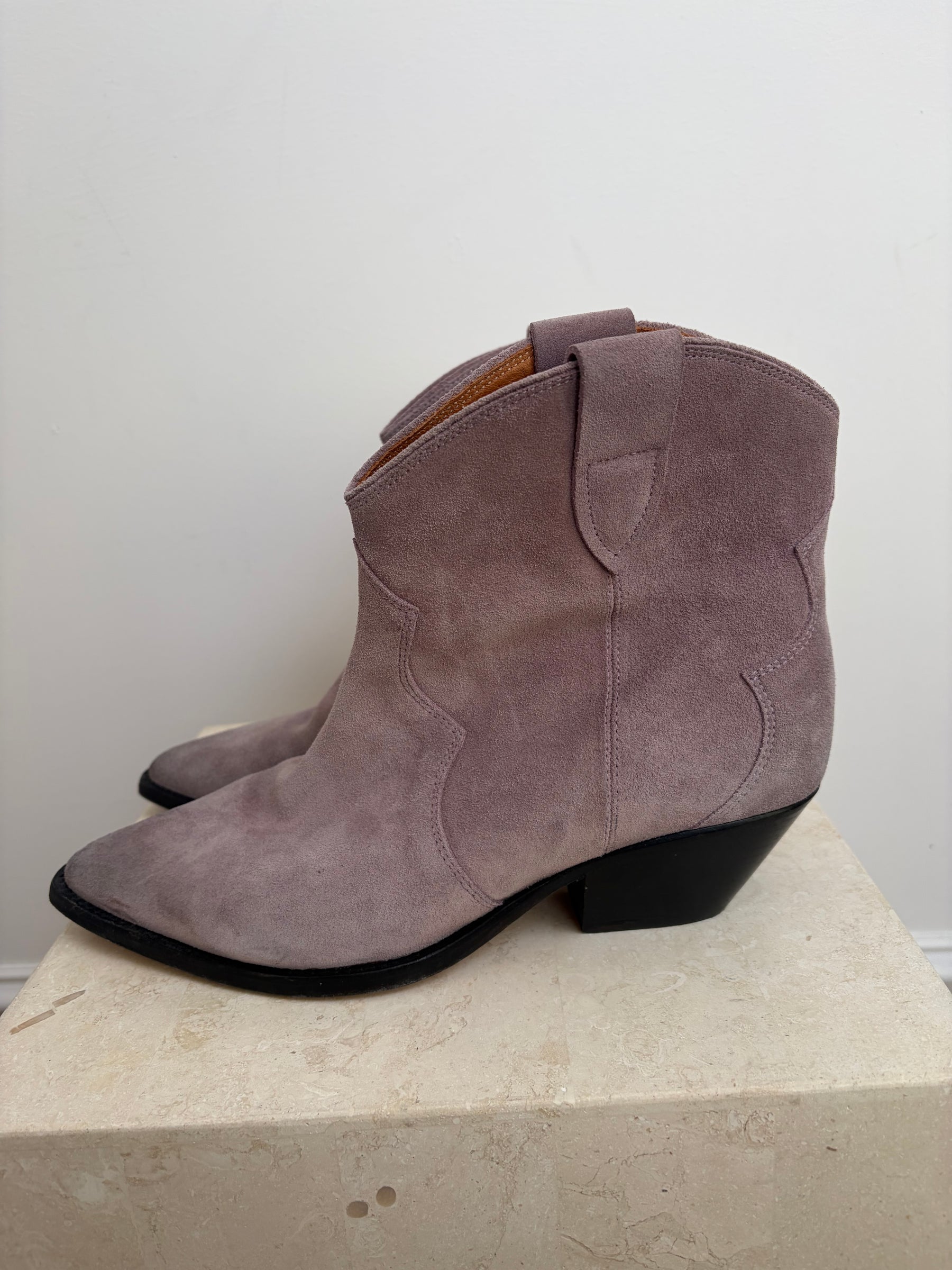 Isabel Marant Lilac Suede Western Ankle Boot, 41