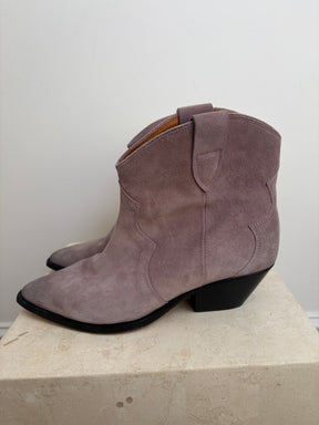 Isabel Marant Lilac Suede Western Ankle Boot, 41