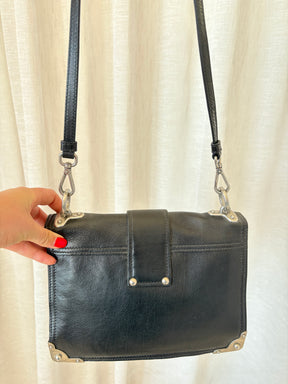 Prada Black Leather Silver Hardware Cahier Bag