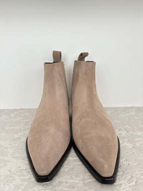 Aeyde Taupe Suede Pointed Ankle Boots, 37