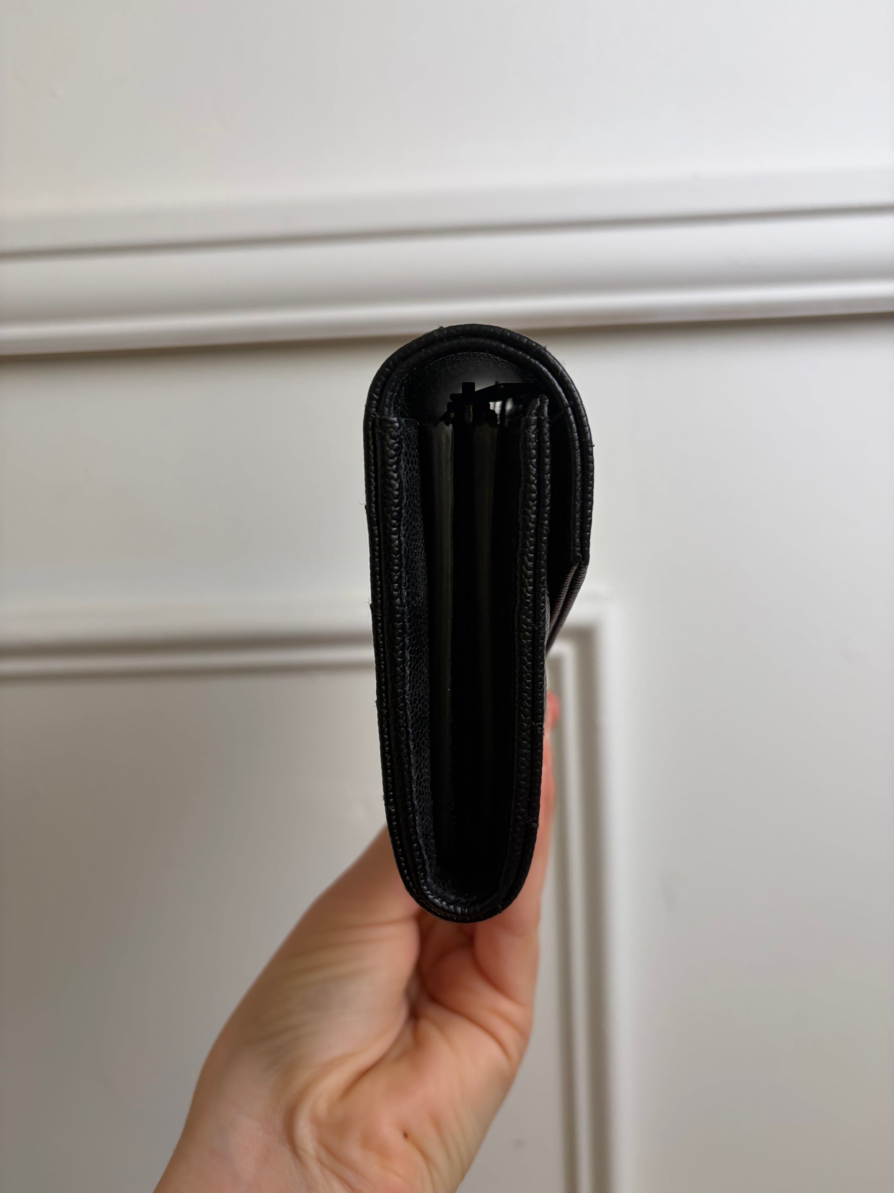 YSL Chevron Flap Wallet in Black