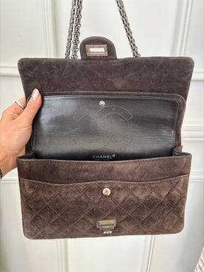 Chanel Brown Suede Large 2.55 Handbag