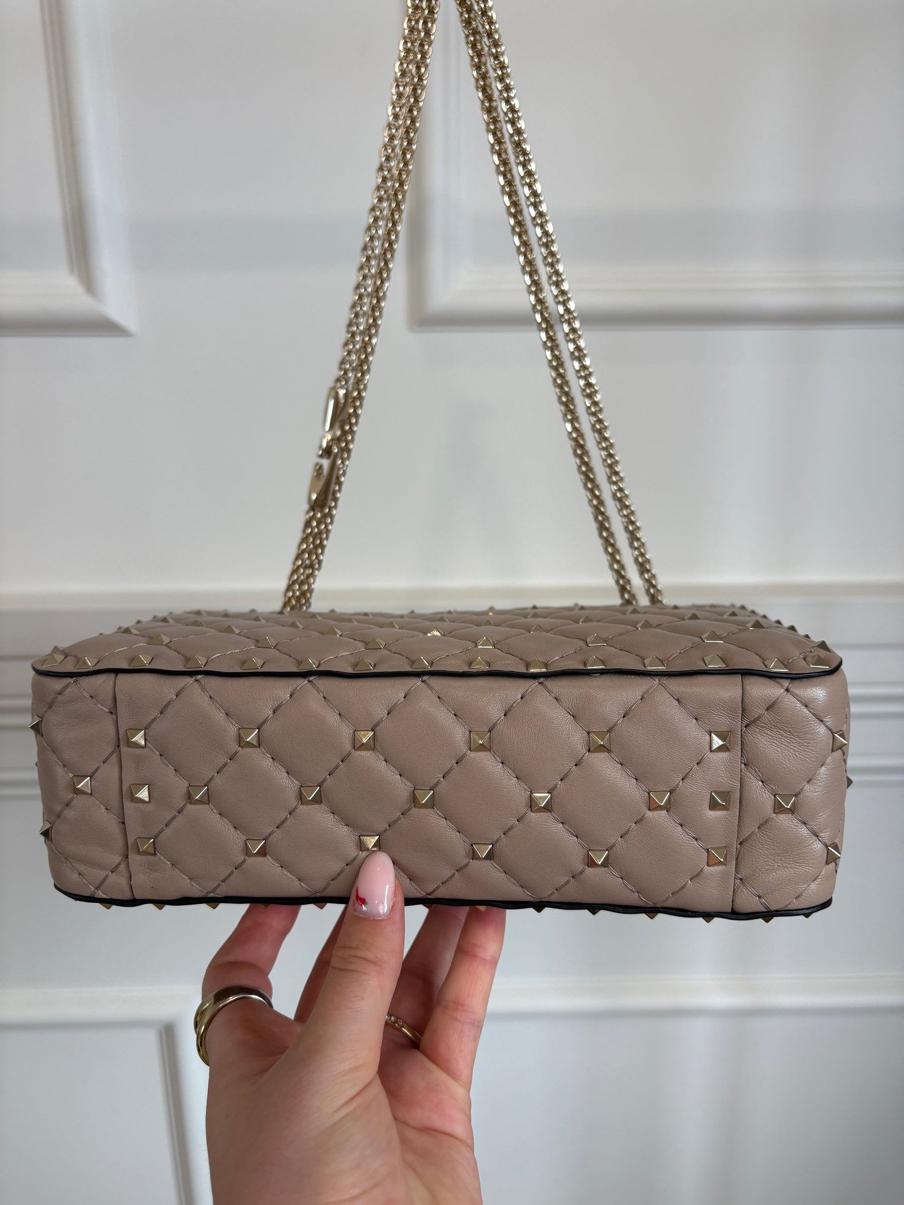 Valentino Rose Poudre Top Handle 'Spike' Rockstud Bag
