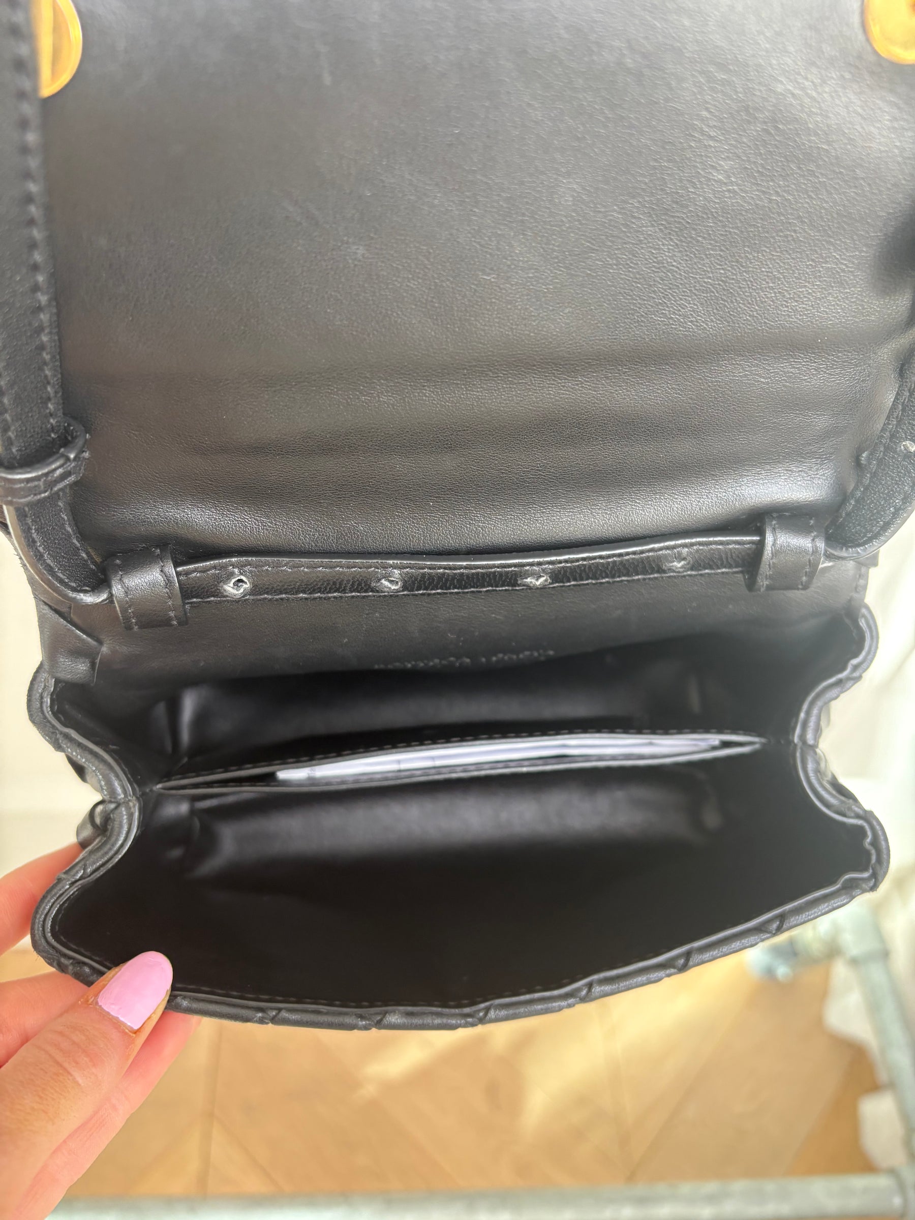 Bottega Veneta Black Intrecciato Mini Flap Bag