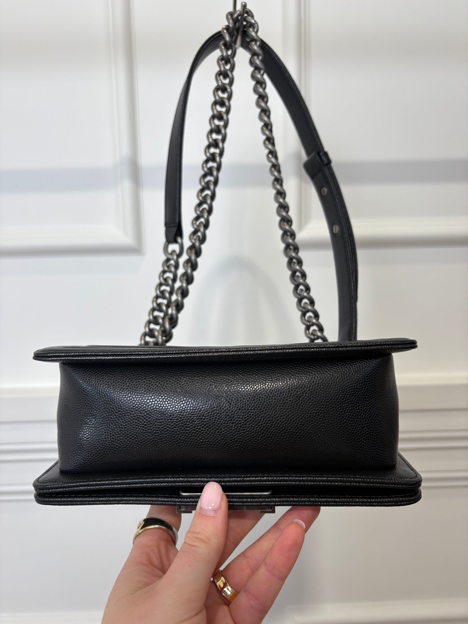 Chanel Black Caviar Leather Small Boy Bag with Ruthenium Hardware