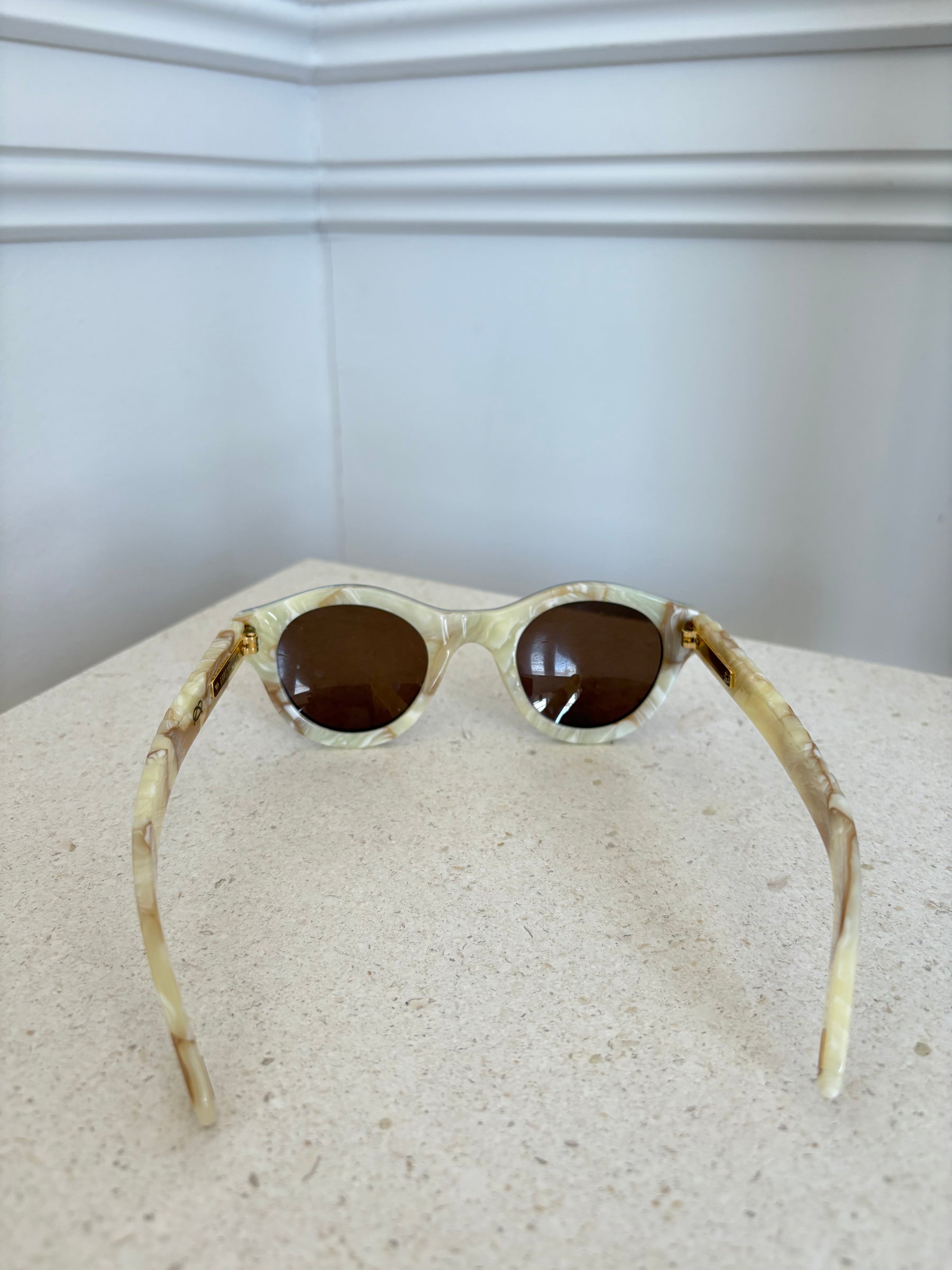 Lucy Folk Blue and Ivory Round Sunglasses