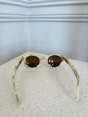 Lucy Folk Blue and Ivory Round Sunglasses